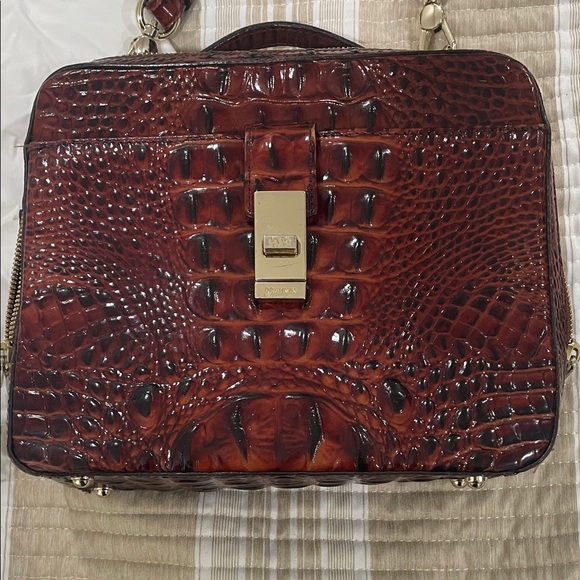 Brahmin Evie Melbourne Croc-Embossed Crossbody Bag Top Handle Satchel - Picture 4 of 16